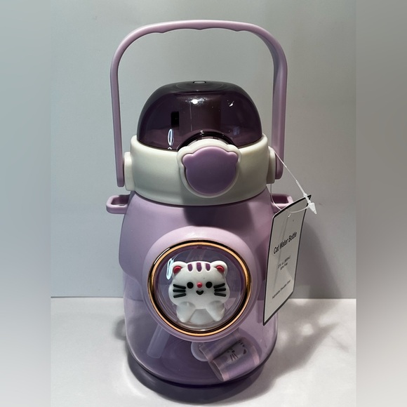 Cute Purple Water Bottle with Cat Design - Picture 7 of 10